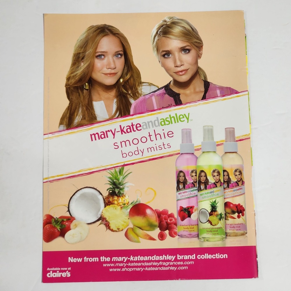 2006 Mary Kate & Ashley Olsen Smoothie Body Mists Print Ad Vintage Clipping 8x11